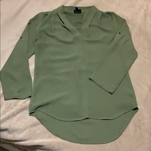 Olive green long sleeve high low shirt